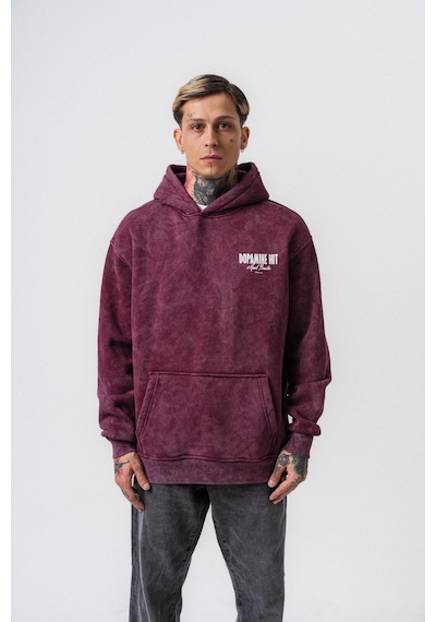 Respire Erkek Dopamine Hit Baskılı Kapüşonlu Oversize Hoodie Vişne Bordo