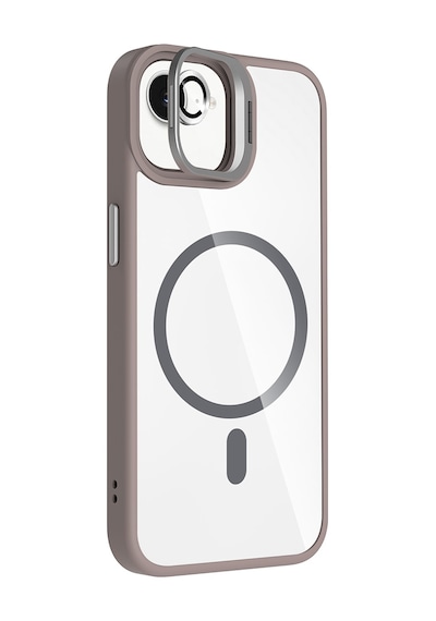 Adige Apple iPhone Uyumlu 16e Kılıf Etro Standlı + Kamera Lens Koruyucu Gri