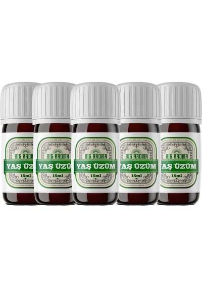 Big Aroma Tekirdağ Yaş Üzüm Aroması 5 x 15 ML - 5 L Uyumlu