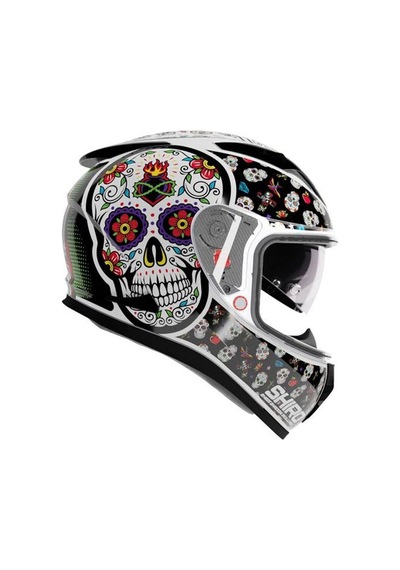 Shiro Sh-605 Sv Skull Candy Full Face Motosiklet Kaskı + Iridium Vizör Çok Renkli