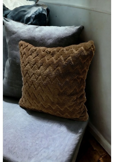 Bohem 4'lü Dekoratif Yastık Kılıfı Kırlent Kılıfı 43x43 Cm Kahverengi Zikzak Dsn Kahverengi