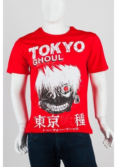 Tokyo Ghoul Unisex Pamuklu Regular Fit Kırmızı Tişört Large