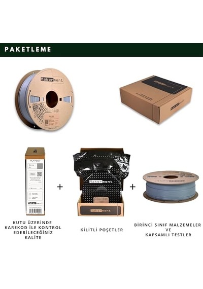 Pla 1.75 Mm Filament 1 Kg Plus Gümüş Gri