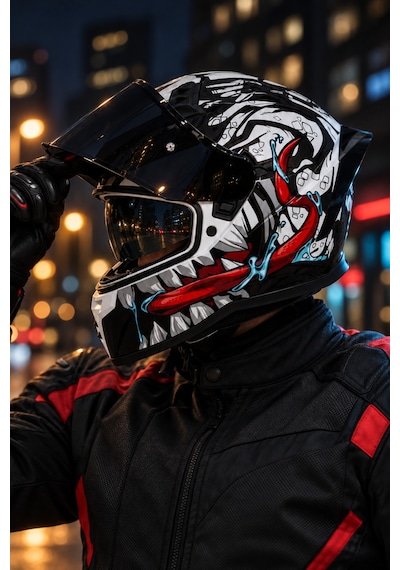 Sway 869 Beast Ece 22.06 Çift Vizör Spoiler Full Face Motosiklet Kask
