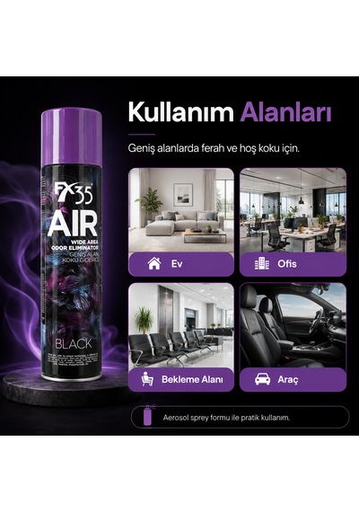 Air Black 600 Ml Geniş Alan Koku Giderici Sprey Ev, Ofis Ve Araç Kokusu 1