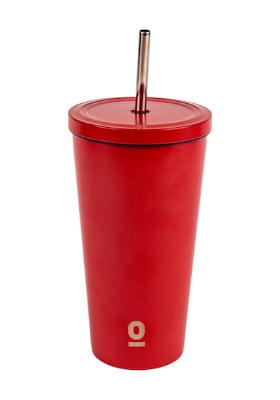 Paslanmaz Çelik Kırmızı Pipetli Mug Termos 500 ML No:80