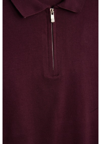 Tudors Erkek Slim Fit Dar Kesim Pamuklu Örme Triko Fermuarlı Bordo Polo Yaka Tişört-42601 Tudors Erkek Slim Fit Dar Kesim Pamuklu Örme Triko Fermuarlı Bordo Polo Yaka Tişört-42601