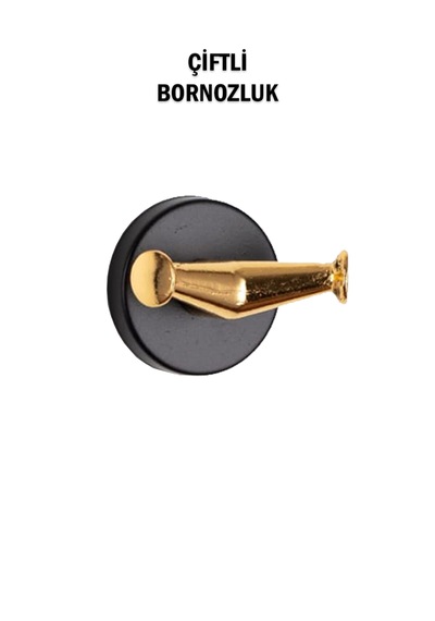Çiftli Bornozluk Siyah Gold Renk Altın - Siyah