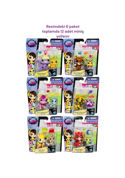 Miniş Littlest Petshop Tam 6 Paket Birden Lisanslı Kutulu Minişler Oyuncak