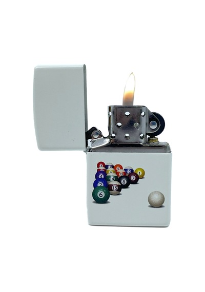 Zippo 8 Ball White Matte Dizayn Çakmak Beyaz