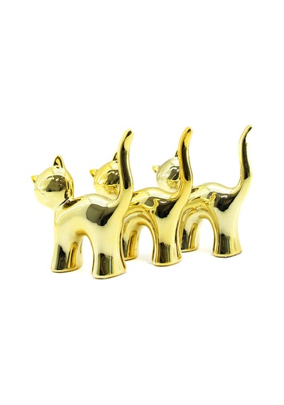 Büro Ev Ofis Hediyesi İçin Maksi Golden Seramik Kedi Motif Süs Eşyası