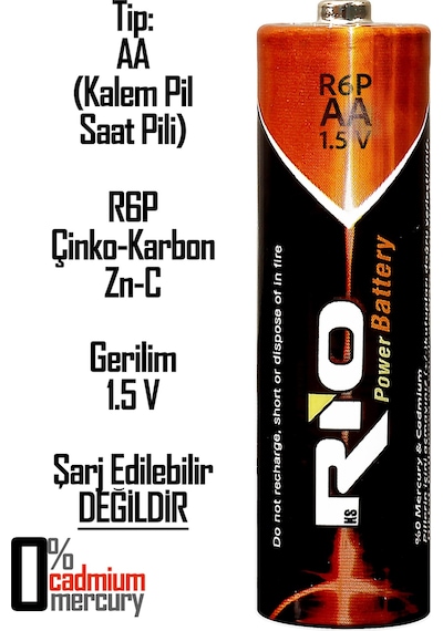 Rio 4lü Aa R6p Kalın Kalem Pil Saat Pili Çinko Karbon Pil Zn-c 1.5v