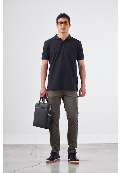 Dufy Siyah Düz Erkek T-shirt - Slim Fit SIYAH