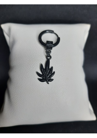 Mryart Yaprak Unisex Çelik Küpe Siyah