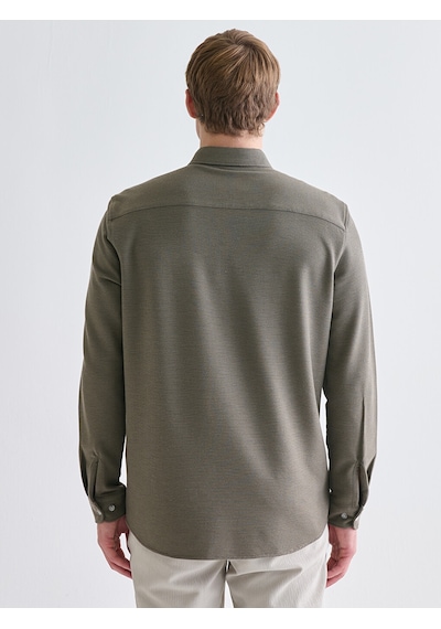 Lcw Vision Yeşil Slim Fit Uzun Kollu Erkek Dokulu Gömlek