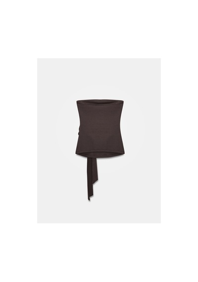 Dilvin 32841 Bağlamalı Bandeau Top Koyu Kahve