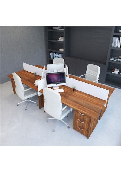 Burovena Vena Nil Workstation Dörtlü Çalışma Masa 320Cm X 140Cm X 115H