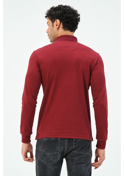 Uzun Kollu Regular Fit Erkek Polo Yaka T-shirt Bordo