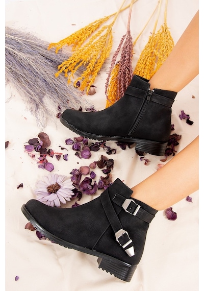 Fox Shoes Siyah Baskı Kadın Bot A726193409