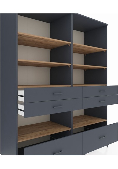 Kronos Gardrop 8 Raflı 6 Çekmeceli 176x59x221 Antrasit-çam/antrasit Çam/antrasit Kronos Gardrop 8 Raflı 6 Çekmeceli 176x59x221 Antrasit-çam/antrasit Çam/antrasit