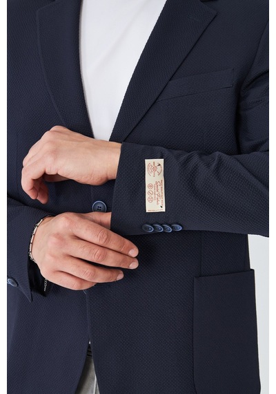 Lacivert Slim Fit Blazer Erkek Ceket Laci