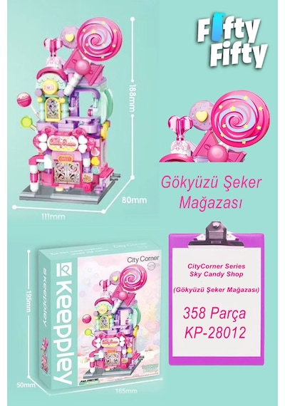 Keeppley City Corner/şehir Köşesi Serisi Gökyüzü Şeker Mağazası 358 Parça Oyuncak Yapım Seti 28012