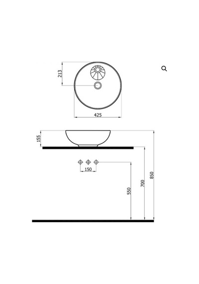 Newarc Newart Tezgah Üstü Batarya Delikli Lavabo Mat Antrasit 42,5x15,5cm