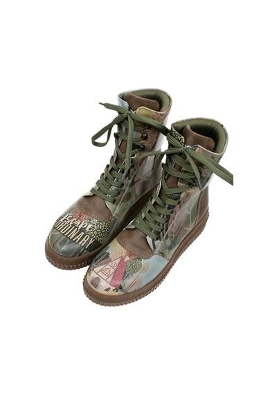 Kadın Vegan Deri Yeşil Uzun Bot - Escape The Ordinary Tasarım Multicolor