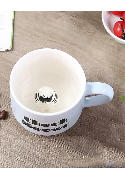Mukko Home 3d Kedi Figürlü Porselen Kupa Eğlenceli Yazılı Ve Sürprizli Tasarım, 350 Ml,mavi Diğer