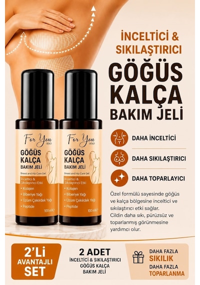 Sıkılaştırıcı, Toparlayıcı, Küçültmeye Yardımcı Göğüs Ve Kalça Bakım Jeli 100 Ml X 2 Adet