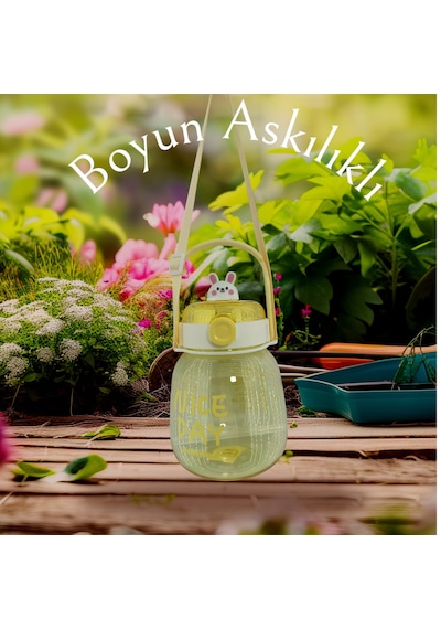 Relaxion, Maskotlu, Hediyeli, Boyun Askılıklı, İthal Lüx Pembe Matara/suluk 1100 Ml 450 Açık Pembe