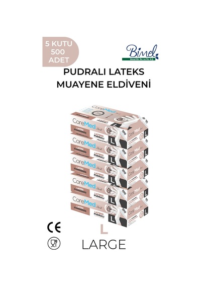 Lateks Pudralı Muayene Eldiveni L-5 Paket 100'lü