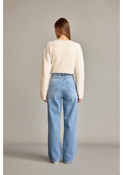 Defacto Baggy Fit Yüksek Bel Düz Paça Jean Pantolon G0586ax25smbe702 Mavi