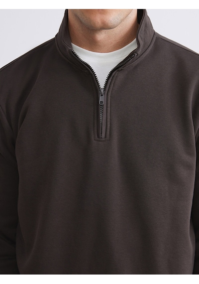 Lcwaıkıkı Classic Kahverengi Dik Yaka Uzun Kollu Erkek Kalın Sweatshirt