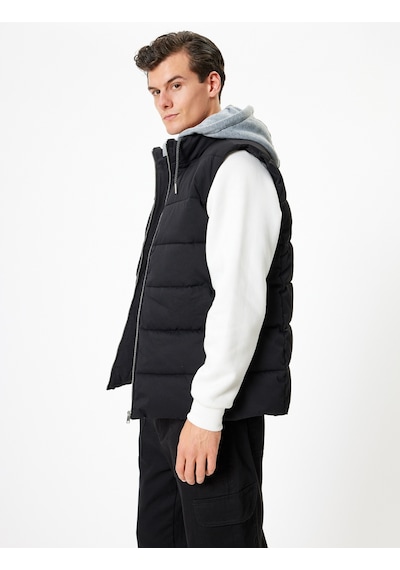 Koton Şişme Yelek Slim Fit Fermuarlı Siyah 5wam20026hw Siyah