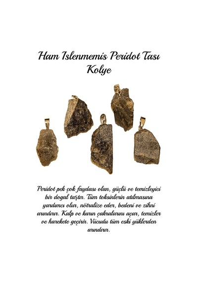 Erilsa Sertifikalı Ham Işlenmemiş Peridot Taşı Kolye - Aaa Kalite Çok Renkli
