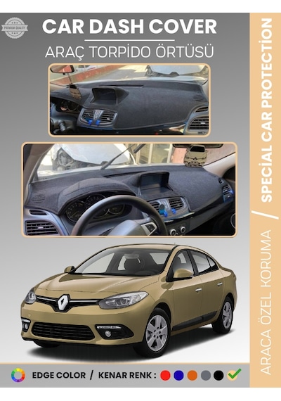 Renault Fluence Navigasyonlu Büyük Ekranlı 2013-2016 Torpido Örtüsü Panel Torpido Koruma Tam Uyum - 184 Stiloto