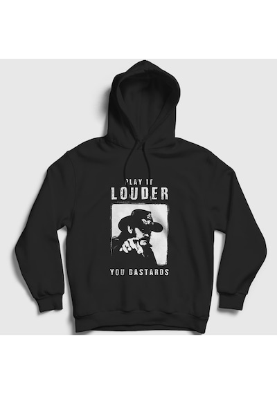 Presmono Unisex Louder Motörhead Lemmy Kilmister Kapüşonlu Sweatshirt Siyah