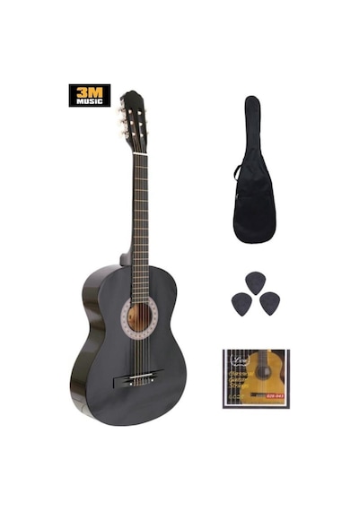 3m Music Klasik Gitar Seti 4/4 Tam Boy Siyah
