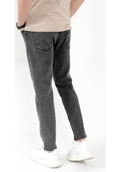 Giysa Erkek Skinny Jean Füme Kar Yıkama Düğme Kapamalı Likralı Kot Pantolon - 5602 Füme