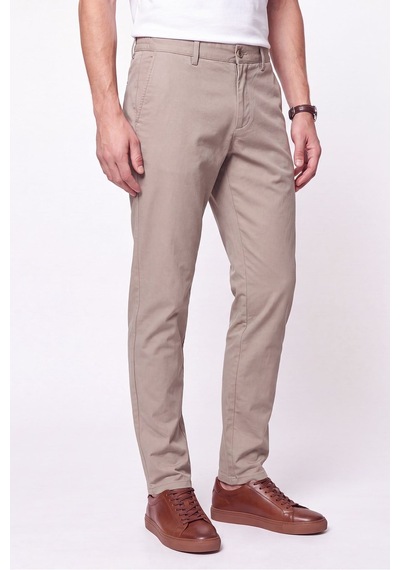 Comfort Fit Beli Lastikli Esnek Keten Bej Pantolon P 1221