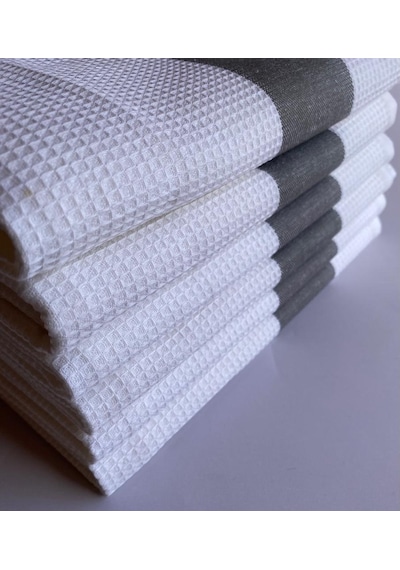6 Adet Waffle Desen Beyaz Kurulama Bezi 45x65 CM Pamuk