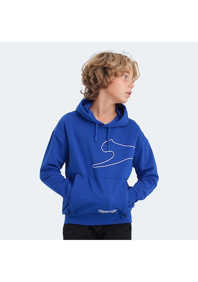 Slazenger LINK Çocuk Kapüşonlu Cepli Saks Mavi Sweatshirt