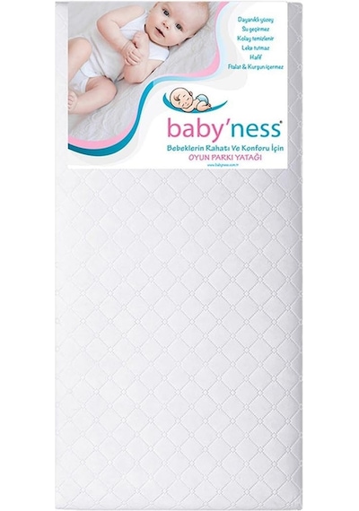 Baby'ness Oyun Parkı Yatağı Kapitoneli 70x110x5 Cm Beyaz