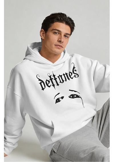 Sevbano Deftones Rock Metal Müzik Grubu Sırt Baskılı Unisex Oversize Prem beyaz