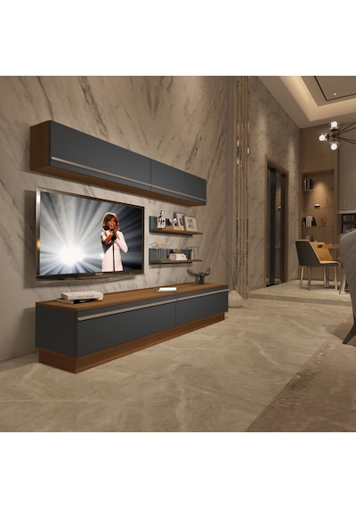 Decoraktiv Eko 5b Mdf Std Tv Ünitesi Tv Sehpası Ceviz - Antrasit