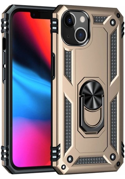 Apple, Uyumlu iPhone 13 Kılıf Sofya Yüzüklü Silikon Kapak - Gold