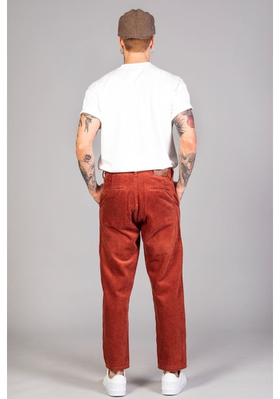 Little Cup Jeans Co Erkek Kiremit Baggy Fit Rahat Kalıp Kadife Pantolon