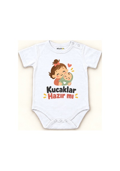 Babylimon Kucaklar Hazır Mı Beyaz Kısa Kollu Çıtçıtlı Bebek Zıbını Beyaz - Kucaklar Hazır Mı - 928161936 Beyaz - Kucaklar Hazır Mı
