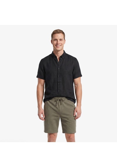 Nautica Erkek Siyah Regular Fit Kısa Kollu Keten Gömlekdüzw65105t